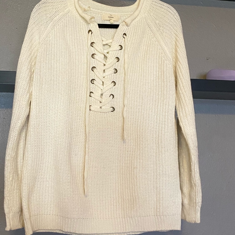 Lace-Up Front Sweater